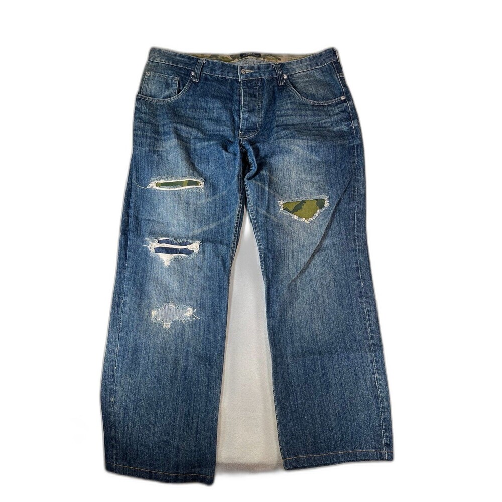 Parish camo Wash Denim Jeans Relaxed Fit  Mens Size 42x30 baggy
